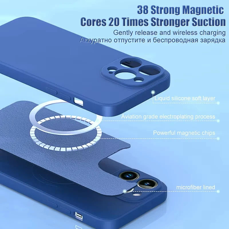 Magnetic Liquid Silicone Phone Case for iPhone 16 Pro Max / Mini