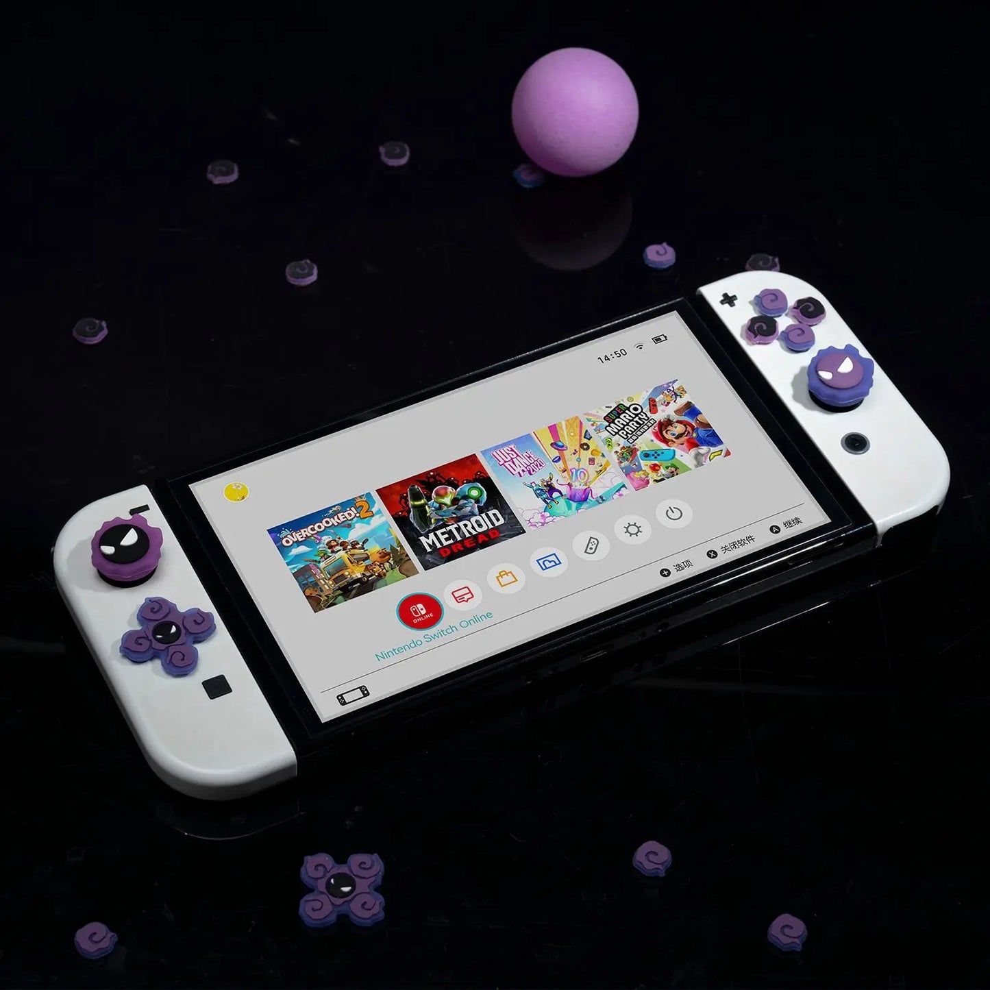 Purple Devil D-Pad & ABXY Key Stickers for Switch 2/OLED | Joy-Con Grip Set