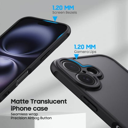 Matte Translucent Black Case for iPhone 16 15 14 13 12 11 XR 12 Mini Cover