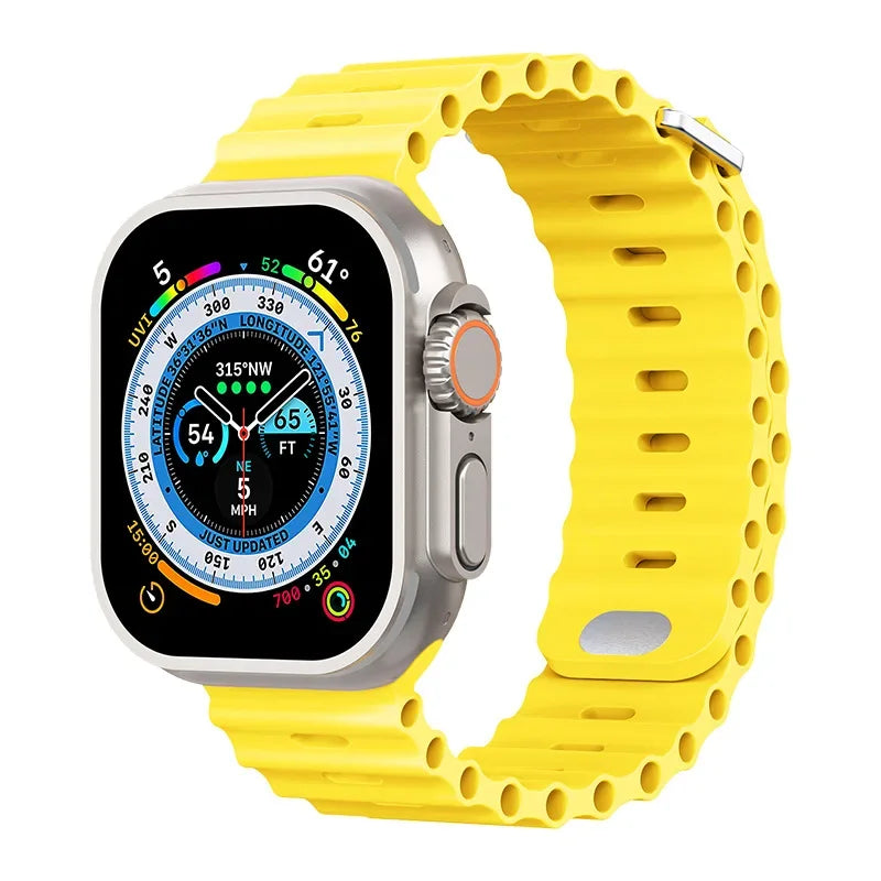 Ocean Silicone Strap for Apple Watch Ultra 3/2 & Series 11–4 SE Band