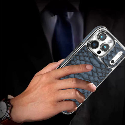 Luxury Snake-Pattern Leather Case for iPhone 17–12 | Flannel-Lined Interior