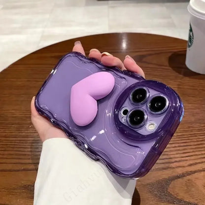 3D Heart Candy Color Airbag Case for iPhone 15 14 13 12 11 Pro Max Soft