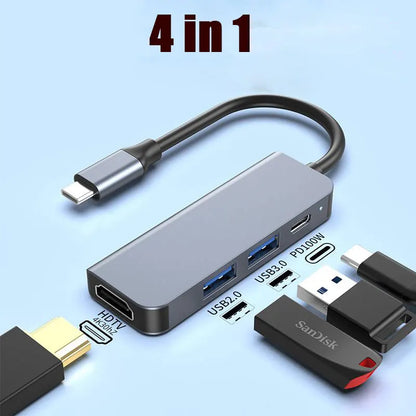 6-in-1 USB-C Hub with 4K HDMI, PD Fast Charge, USB 3.0/2.0 for MacBook iPad