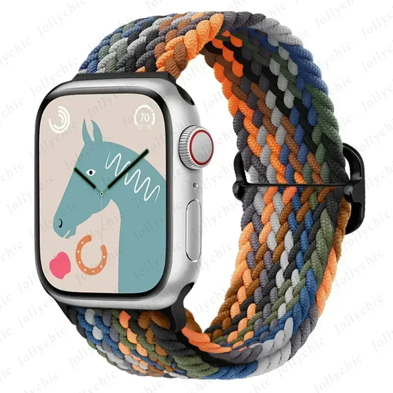 Braided Solo Loop for Apple Watch Ultra & Series 10–7 SE Elastic Band
