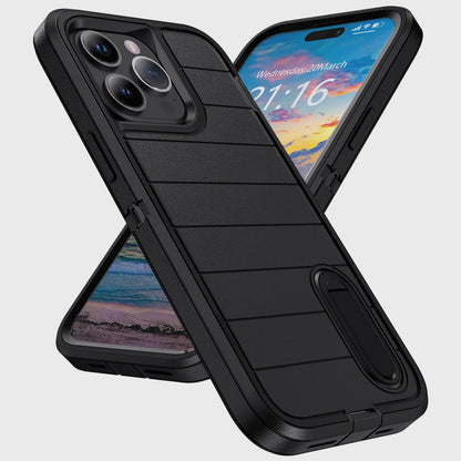 Layer Heavy Duty Kickstand Case for iPhone 15–15 Pro Max – Black Protective Cover