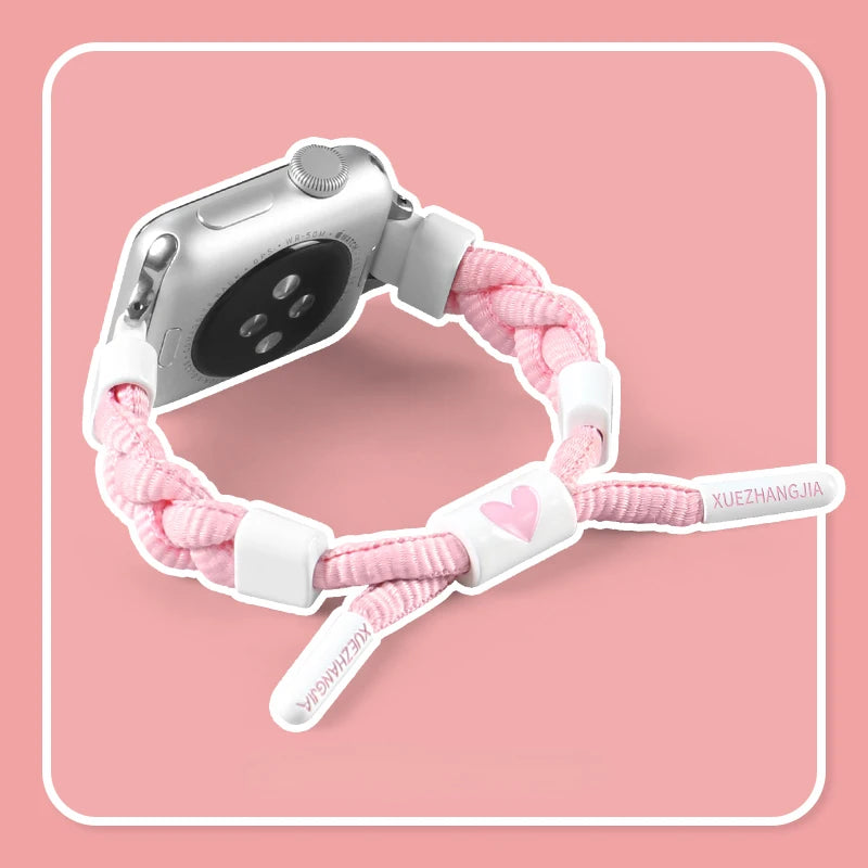 Nylon Woven Sport Strap for Apple Watch 38–45mm – Color Block Loop Band