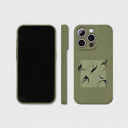 Magnetic Acrylic TPU iPhone Case Green Flying Swallow Design