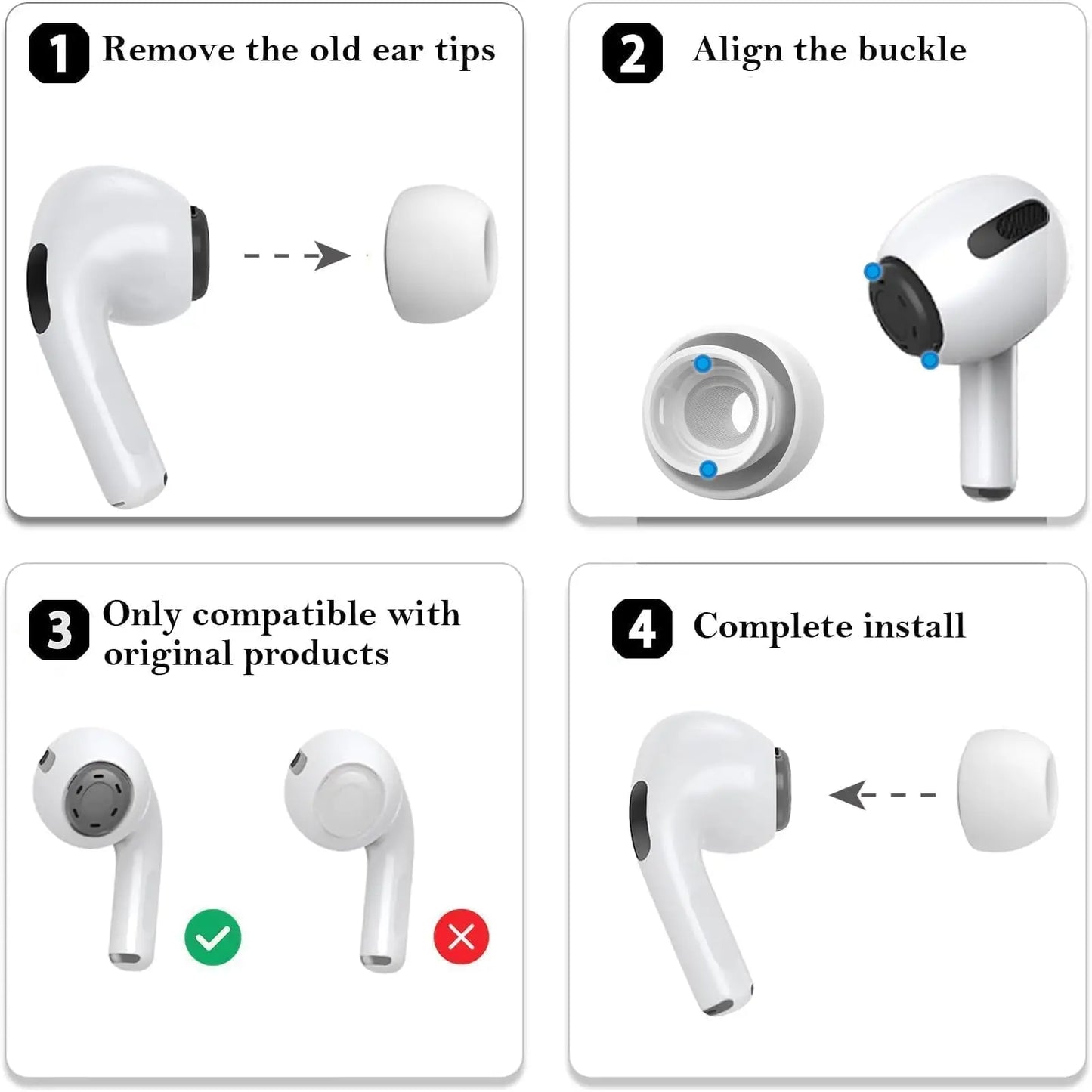 Memory Foam Ear Tips for AirPods Pro – 3pcs Soft Silicone Covers