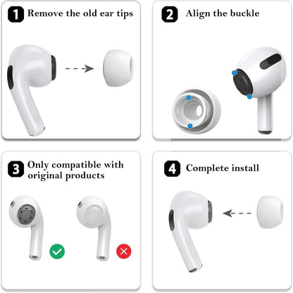 Memory Foam Ear Tips for AirPods Pro – 3pcs Soft Silicone Covers