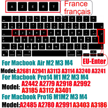 Keyboard Cover for MacBook Air/Pro M1 M2 M3 13.6" 14" 16" with Touch ID