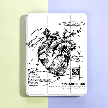 Sketch Heart iPad Case with Pen Holder – Fits 9.7", Mini 4/5, Air 4/5 10.9"
