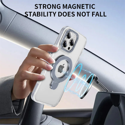 Clear Magnetic Stand Case for iPhone 17 16 15 14 13 12 11 Pro Max