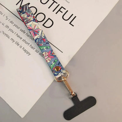 Universal Retro Pattern Phone Lanyard Adjustable Crossbody Anti-Lost Strap