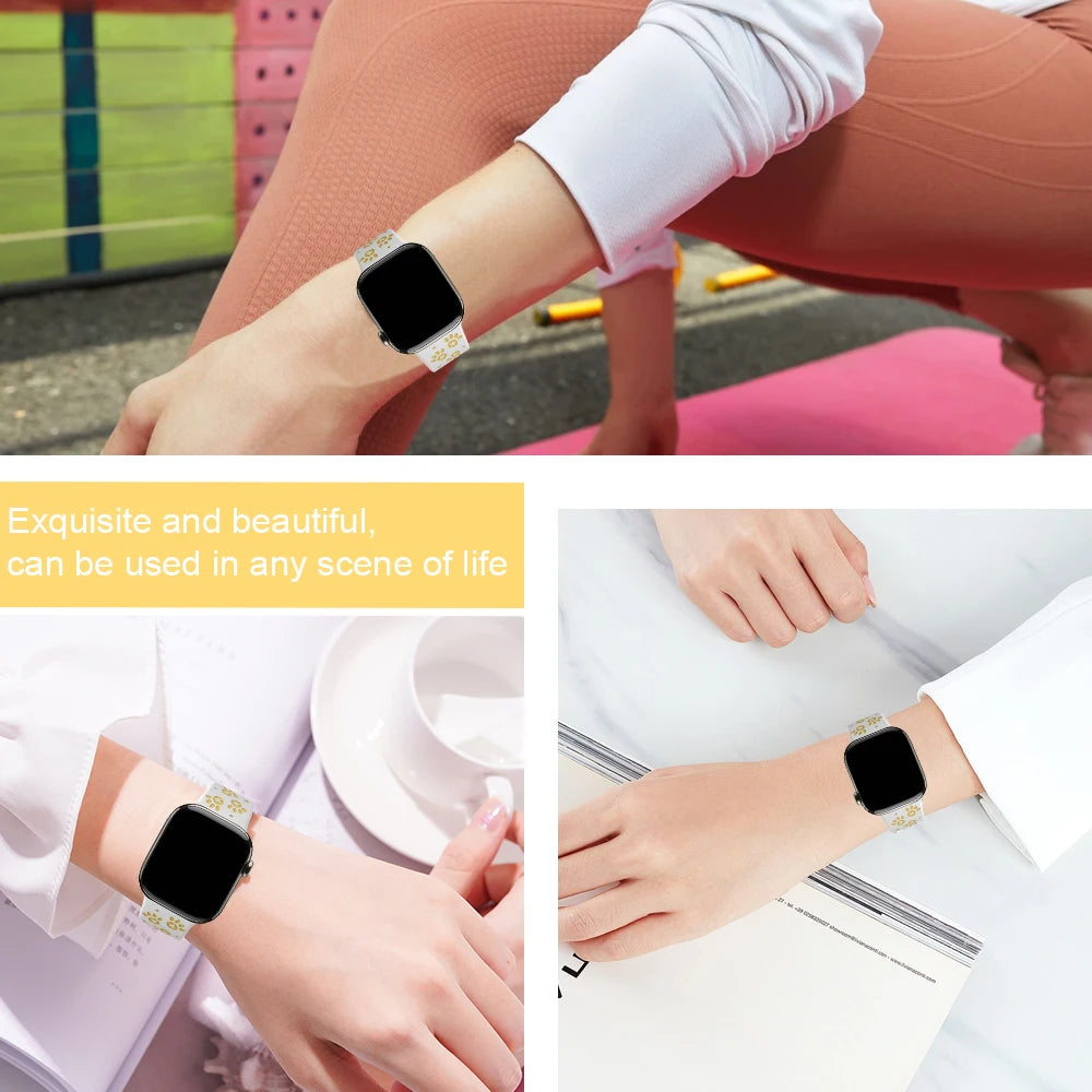 Paw Carving Silicone Strap for Apple Watch Ultra & Series 10–5 SE Band