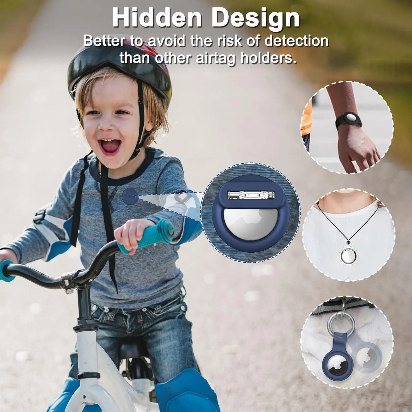 Silicone Airtag Holder for Kids & Elderly with Safety Pins - Hidden Tracker Case