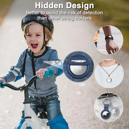 Silicone Airtag Holder for Kids & Elderly with Safety Pins - Hidden Tracker Case
