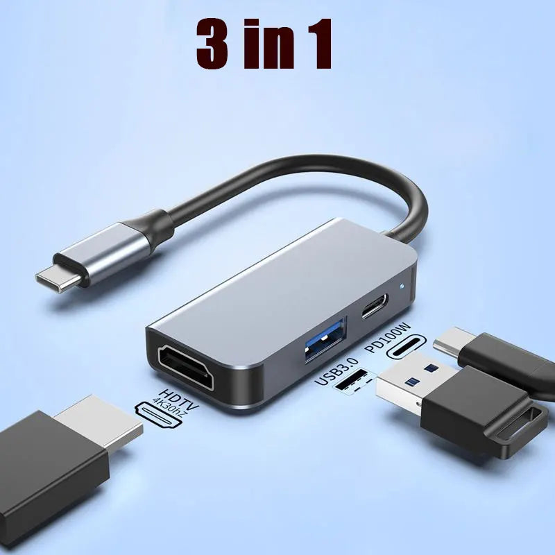 6-in-1 USB-C Hub with 4K HDMI, PD Fast Charge, USB 3.0/2.0 for MacBook iPad