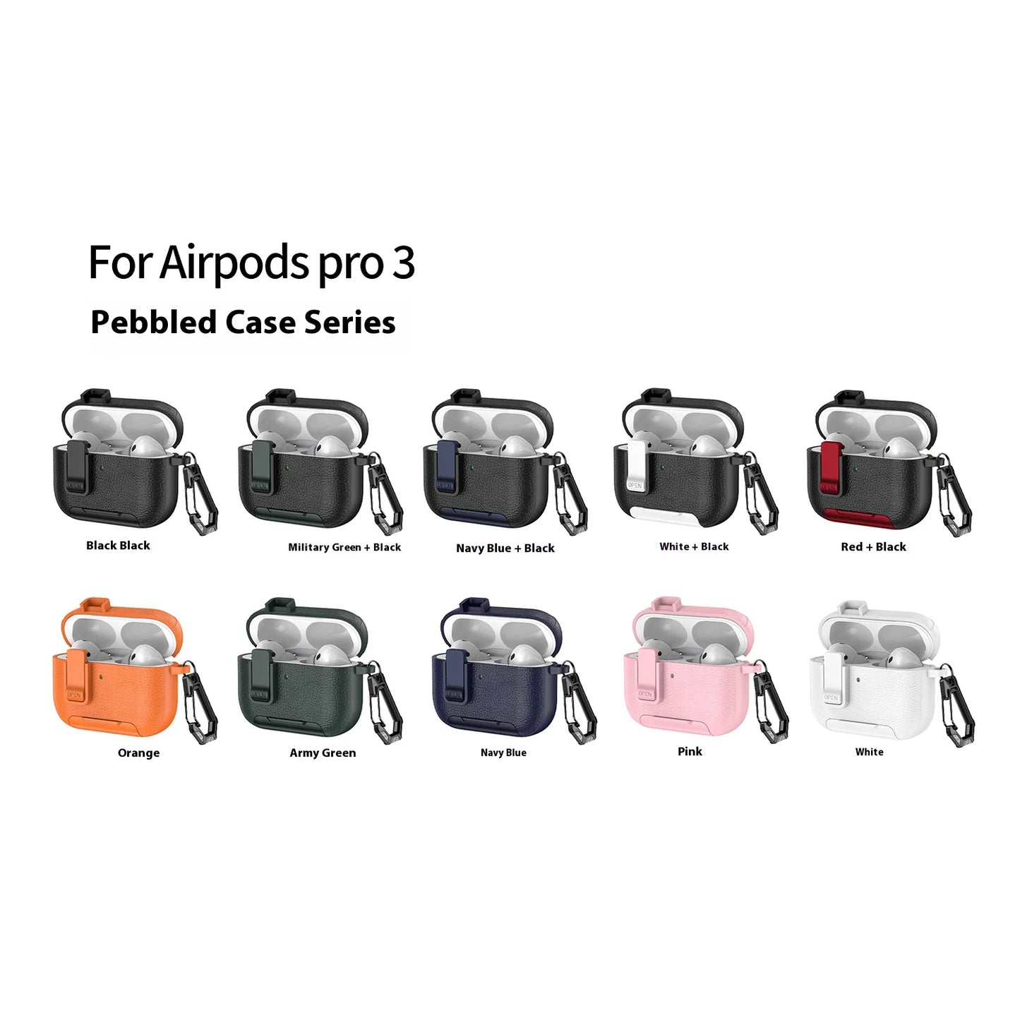 2025 New AirPods Pro 3 Leather Protective Case with Secure Lock & Bracket Cover