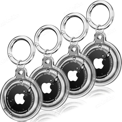 4-Pack Waterproof Silicone AirTag Holder with Keychain for Pets & Luggage