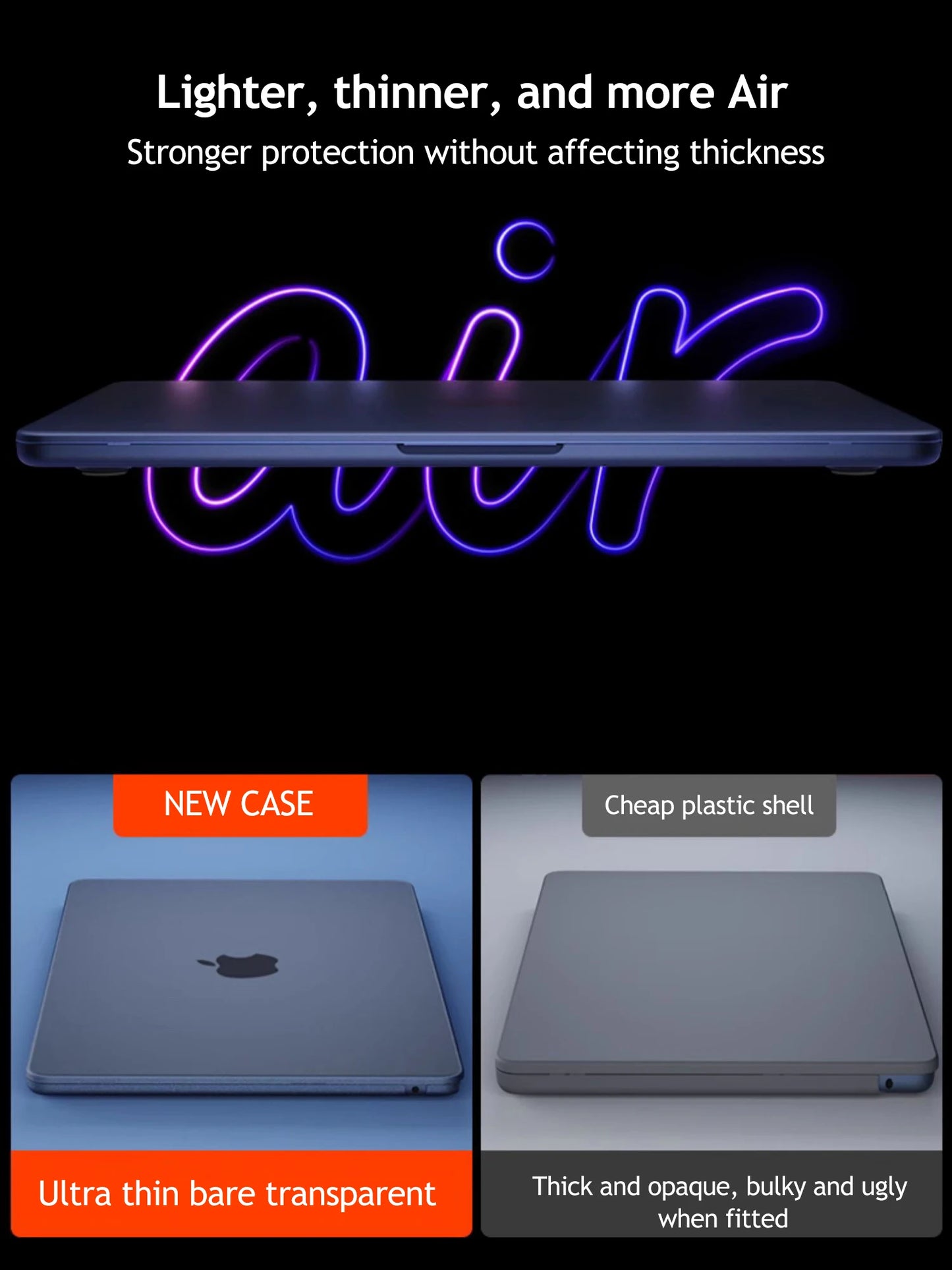 Ultra-Thin Hard Case for MacBook Air/Pro 13 14 15 16 (M1–M4 Compatible)