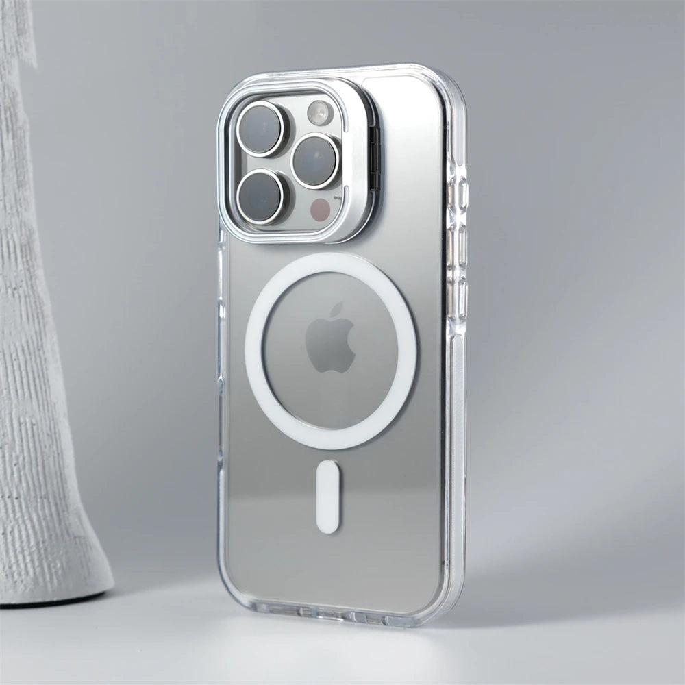 Luxury Lens Holder MagSafe Clear Case for iPhone 17 Air 16 15 14 13 12 Pro Max
