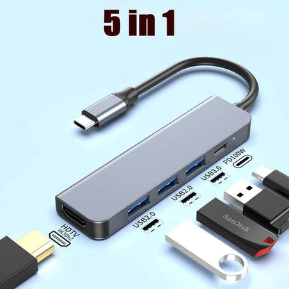 6-in-1 USB-C Hub with 4K HDMI, PD Fast Charge, USB 3.0/2.0 for MacBook iPad