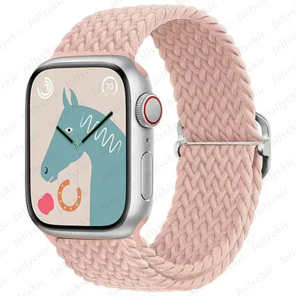 Braided Solo Loop for Apple Watch Ultra & Series 10–7 SE Elastic Band