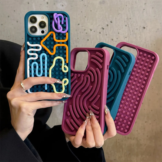 Funny DIY Pattern Shockproof Silicone Phone Case for iPhone 12–16 Pro Max, Cute Funda