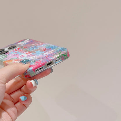 Korean Graffiti Flower Double-Layer Case for iPhone 16 15 14 13 12 Pro Max