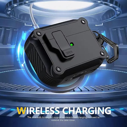 Security Lock Case for AirPods Pro 3 – Shockproof 2025 Cover with Hook