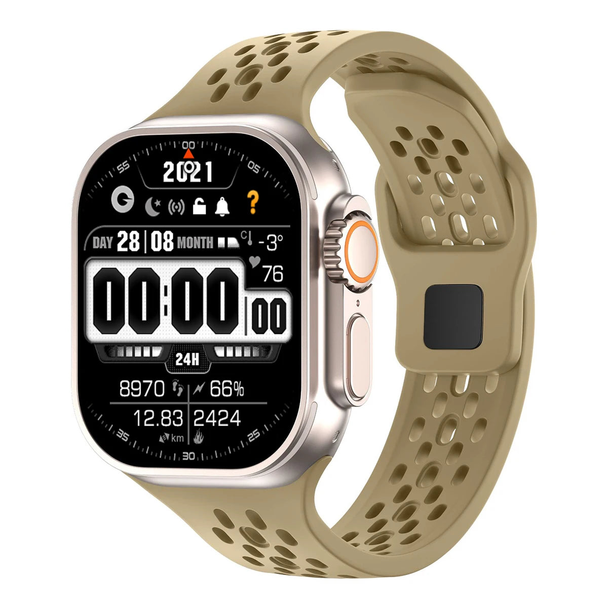 Silicone Sport Band for Apple Watch 3–Ultra, 38–49mm, Series 3–10 Adjustable Strap