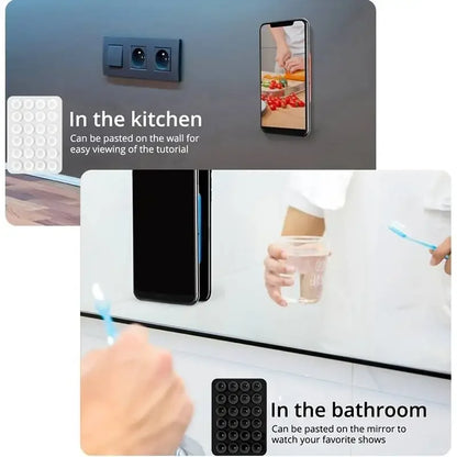 Silicone Suction Cup Phone Holder Mat Anti-Slip Wall Stand Square Back Mount