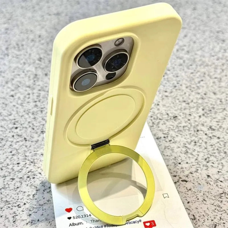 Magnetic Liquid Silicone Stand Case for iPhone 16/15 Pro Max/Plus