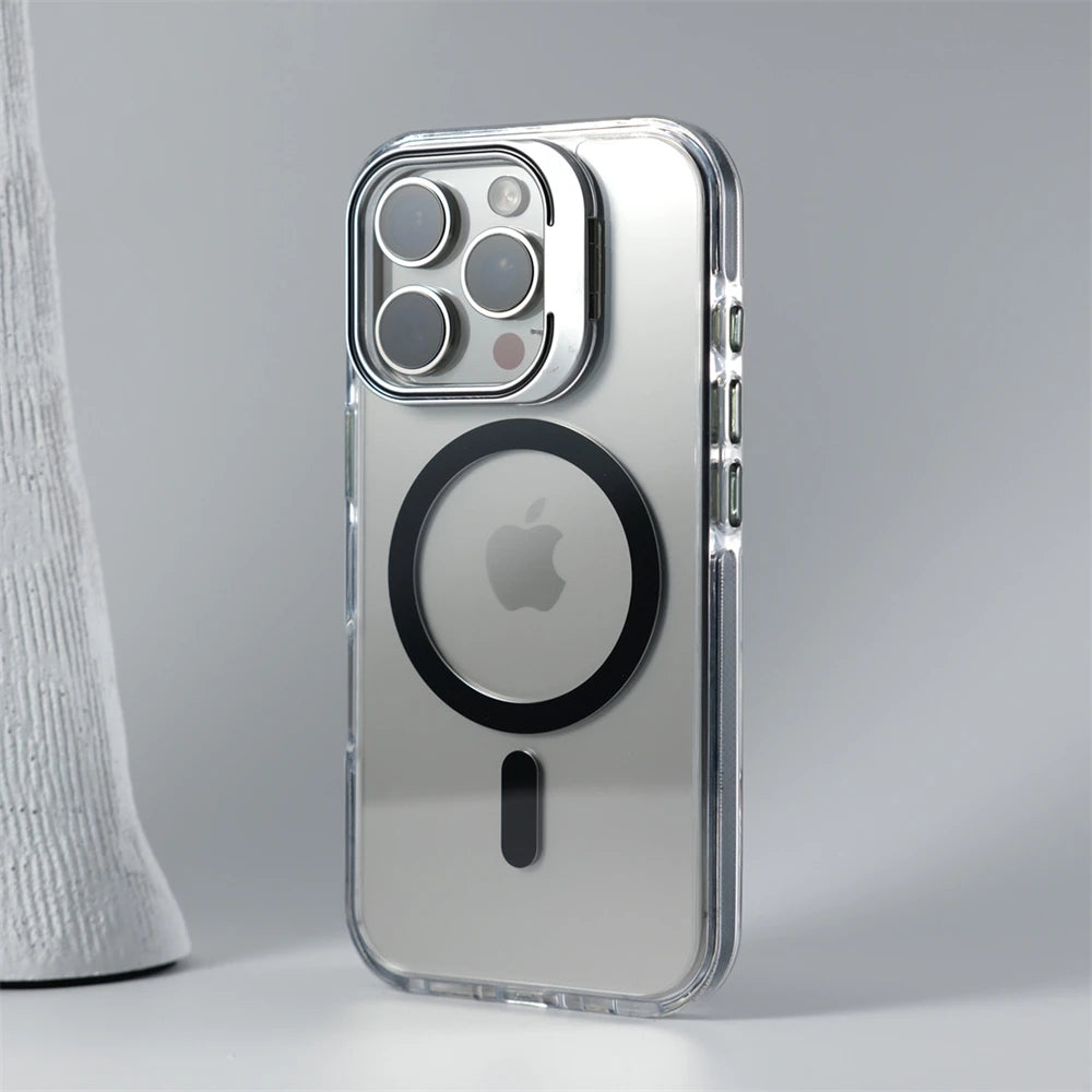 Luxury Lens Holder MagSafe Clear Case for iPhone 17 Air 16 15 14 13 12 Pro Max