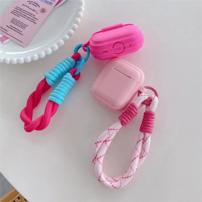 Rose Red Bluetooth Earphone Case for AirPods 1/2/3/Pro/Pro 2 with Lanyard