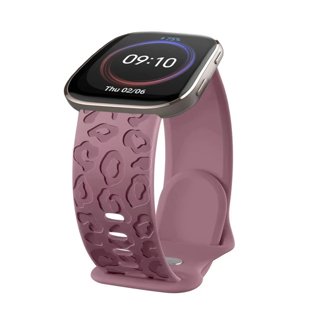 20mm Engraved Leopard Silicone Strap for Amazfit GTS 3/4 Mini BIP Smartwatch