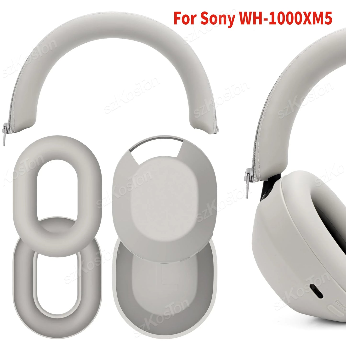 Silicone Protective Case for Sony WH-1000XM5 Headphones Headband & Earmuffs