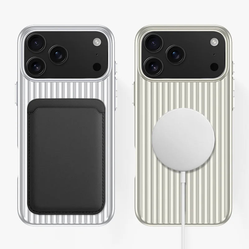 Stripes Metallic Armor Case for iPhone 13/14/15/16 Pro Max & 17 Air Slim Matte