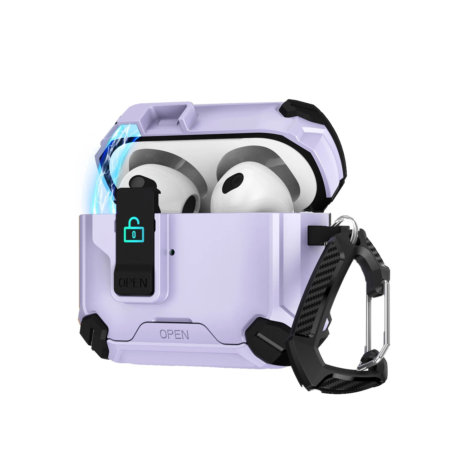 Secure Lock Shockproof Case for AirPods 1/2/3/4 Pro with Hook & Holder