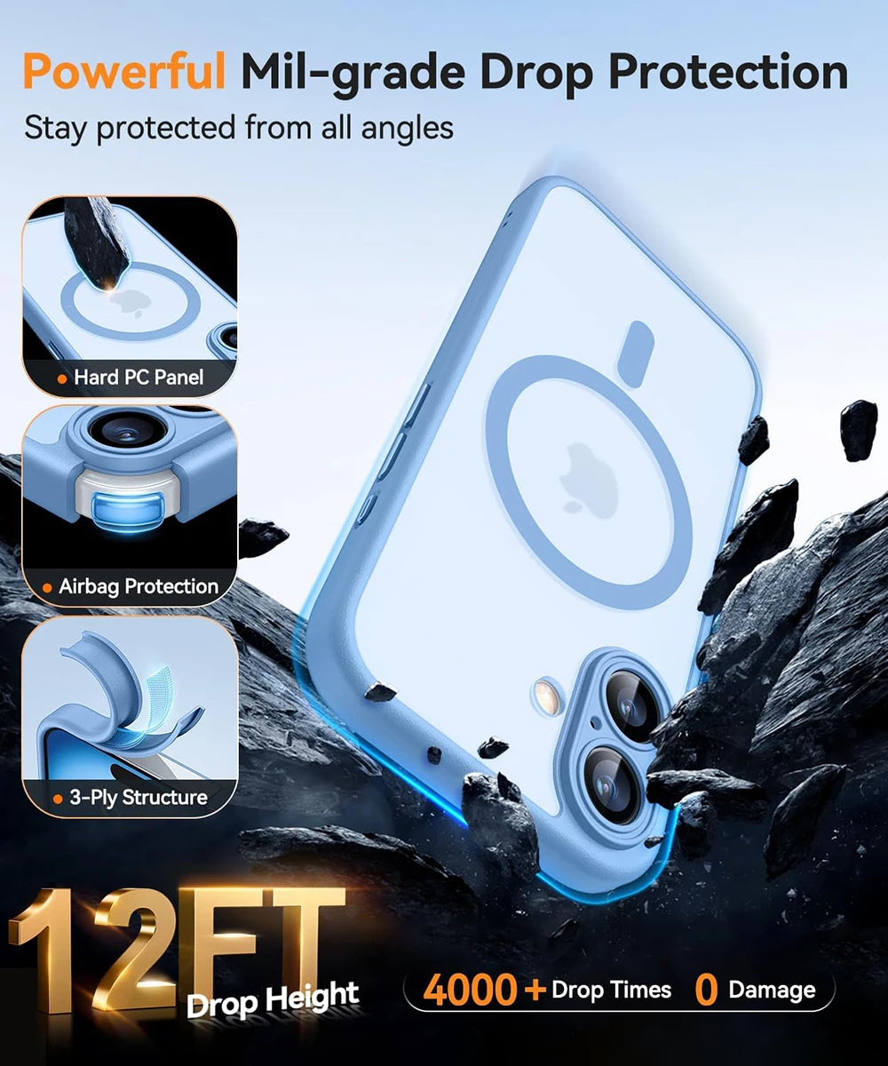Magnetic Matte Armor Shockproof Case for iPhone 13 14 Pro Max MagSafe