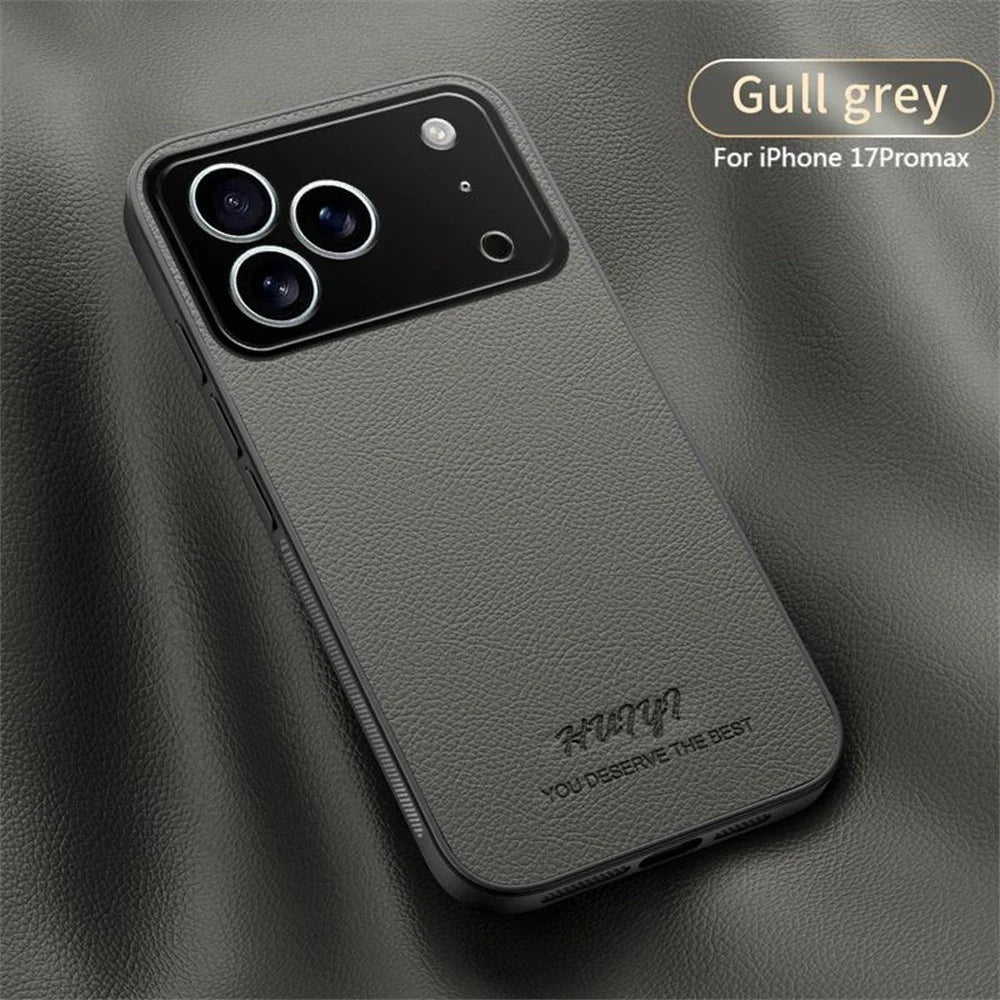 Business Leather Case for iPhone 17–11 | Anti-Fingerprint Shockproof Cover