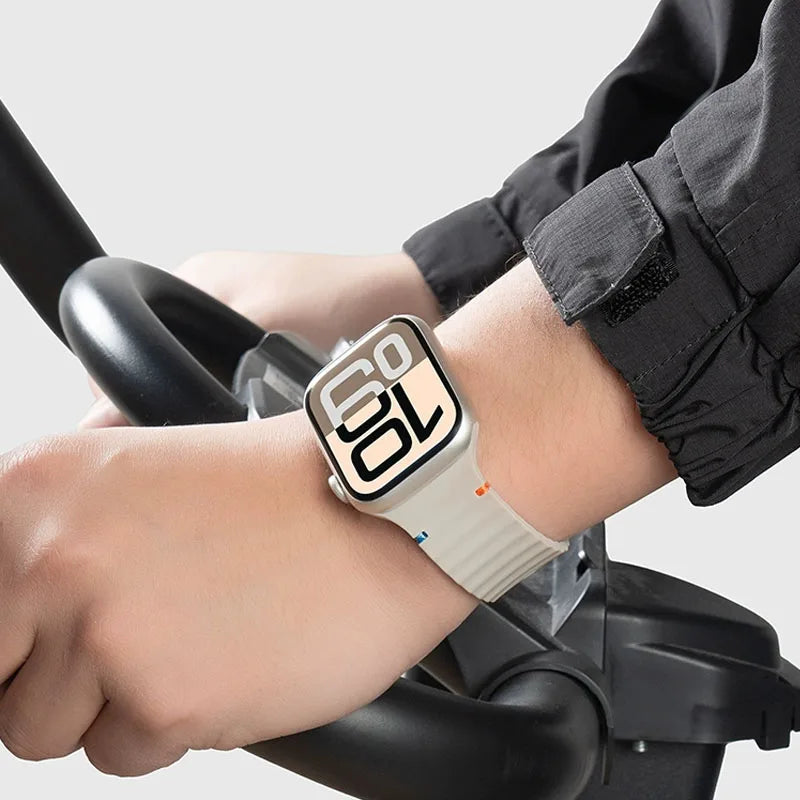 Wave Stitched Silicone Strap for Apple Watch Ultra 3/2 11 10 9 8 7 SE 49–41mm