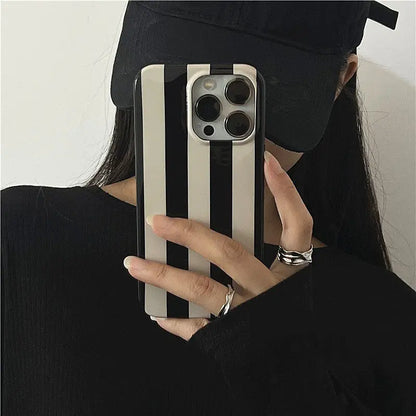 Retro Stripe Minimalist Phone Case for iPhone 17–7 Pro Max Aesthetic