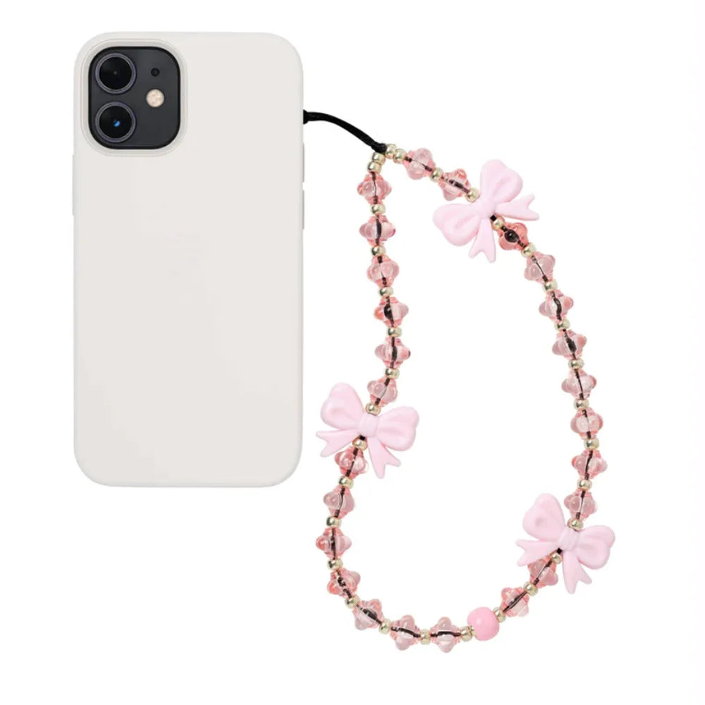 Y2K Bowknot Beaded Phone Charm Strap for Girls & Women