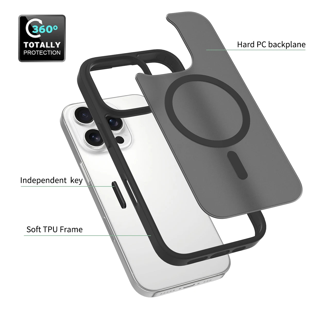 MagSafe Magnetic Case with Camera Capture Button for iPhone 16 Series