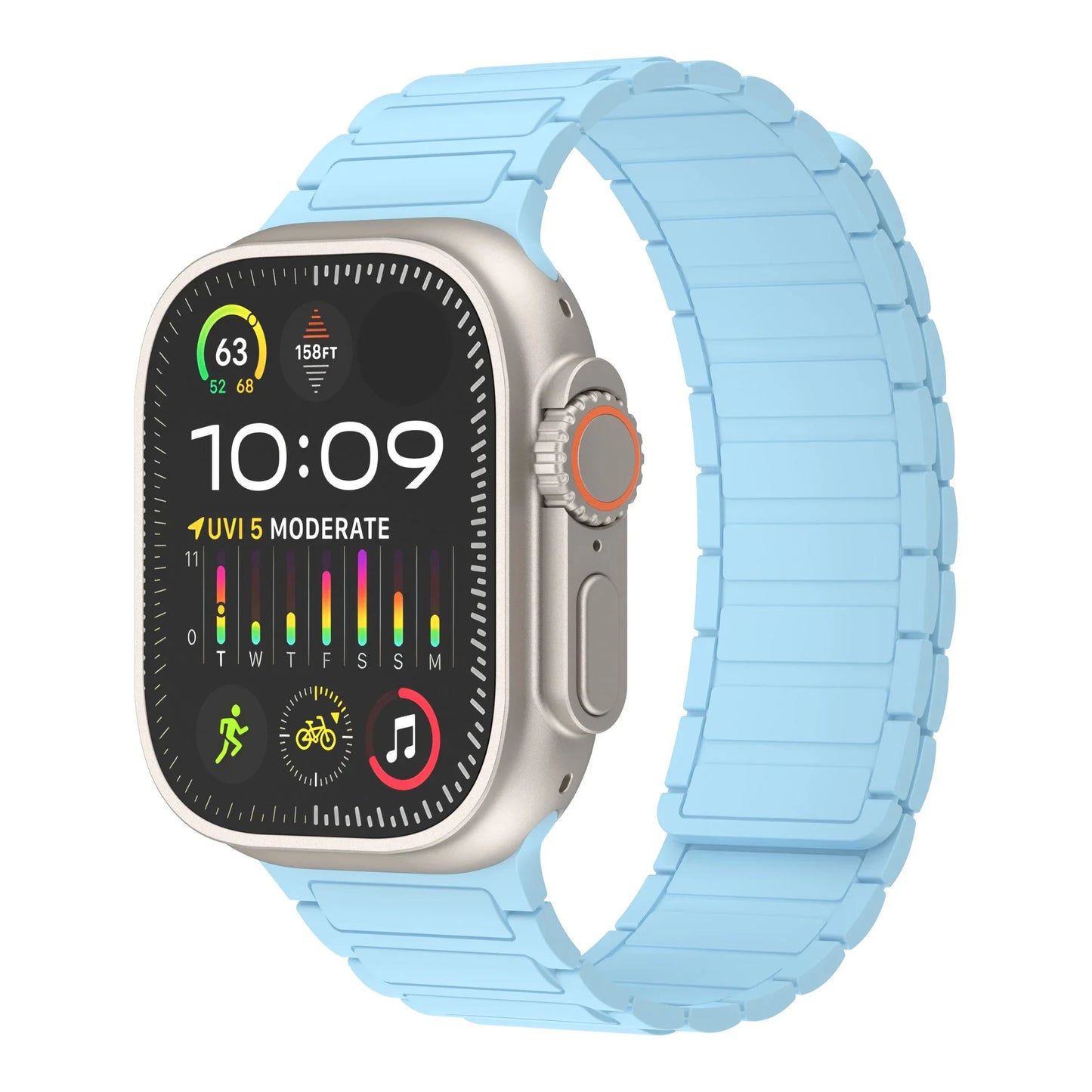 Magnetic Silicone Strap for Apple Watch Ultra 2 & Series 9–4 | 49–38mm Band