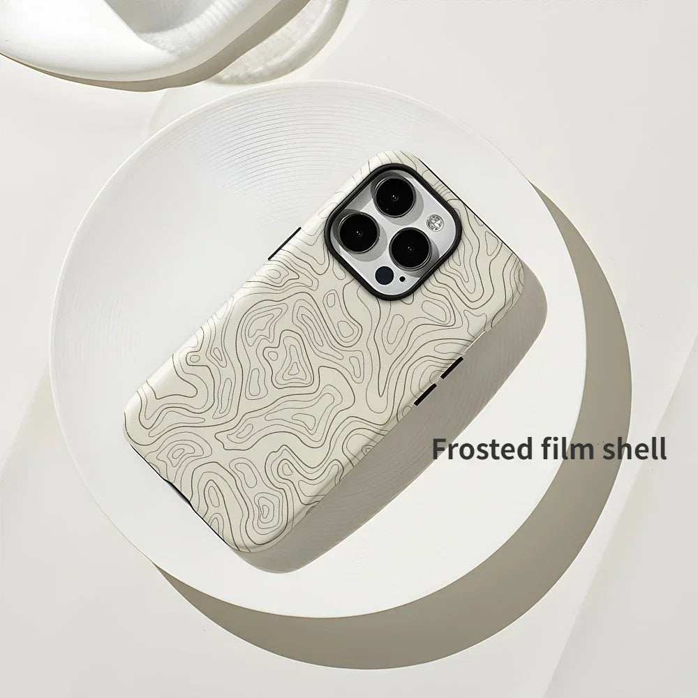 Wave Pattern 2-in-1 Case for iPhone 16–Xs | Frosted Anti-Drop Cover