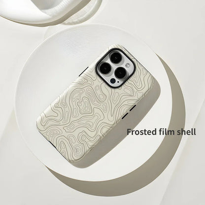 Wave Pattern 2-in-1 Case for iPhone 16–Xs | Frosted Anti-Drop Cover