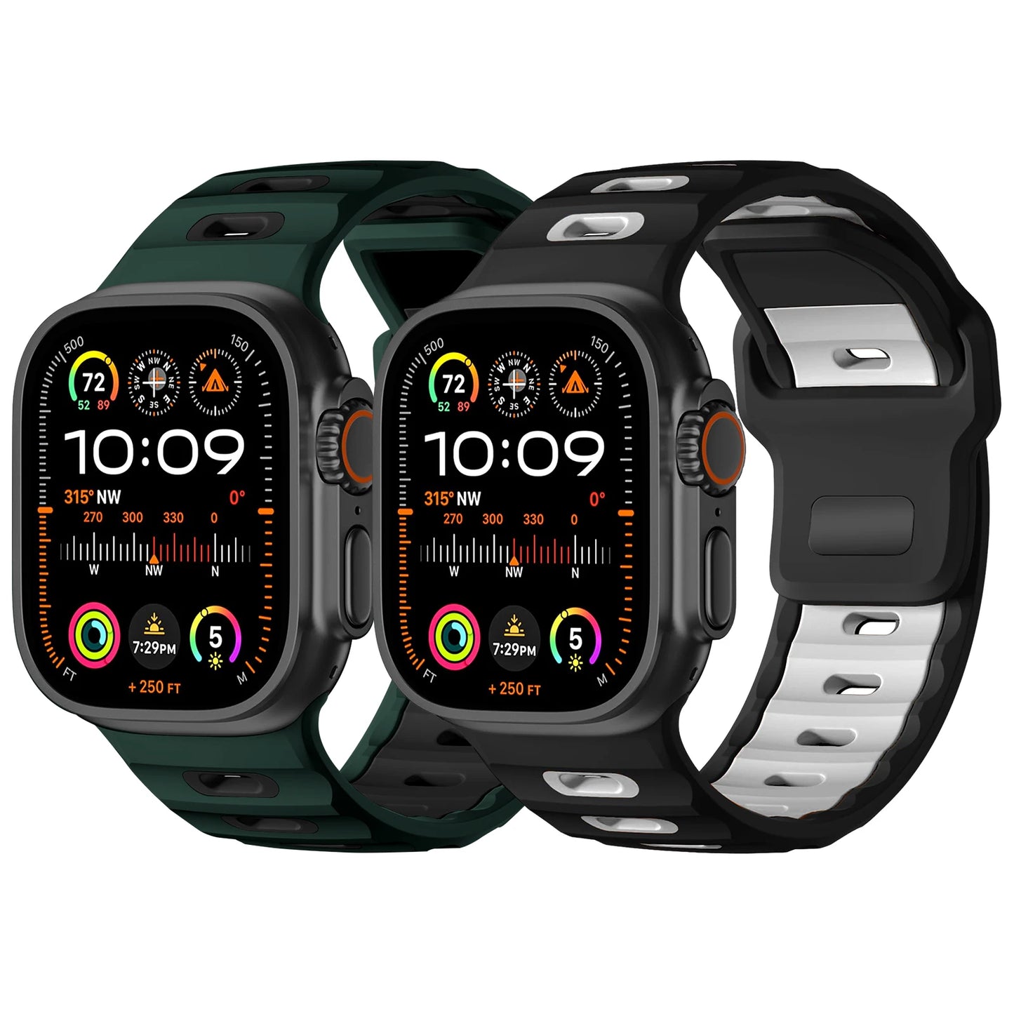 2PCS Silicone Strap Band for Apple Watch Ultra 49mm Series 9 8 7 6 5 4 3 SE