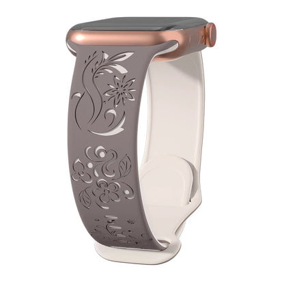 Flower Engraved Silicone Band for Apple Watch Ultra & Series 10–5 | 49–40mm